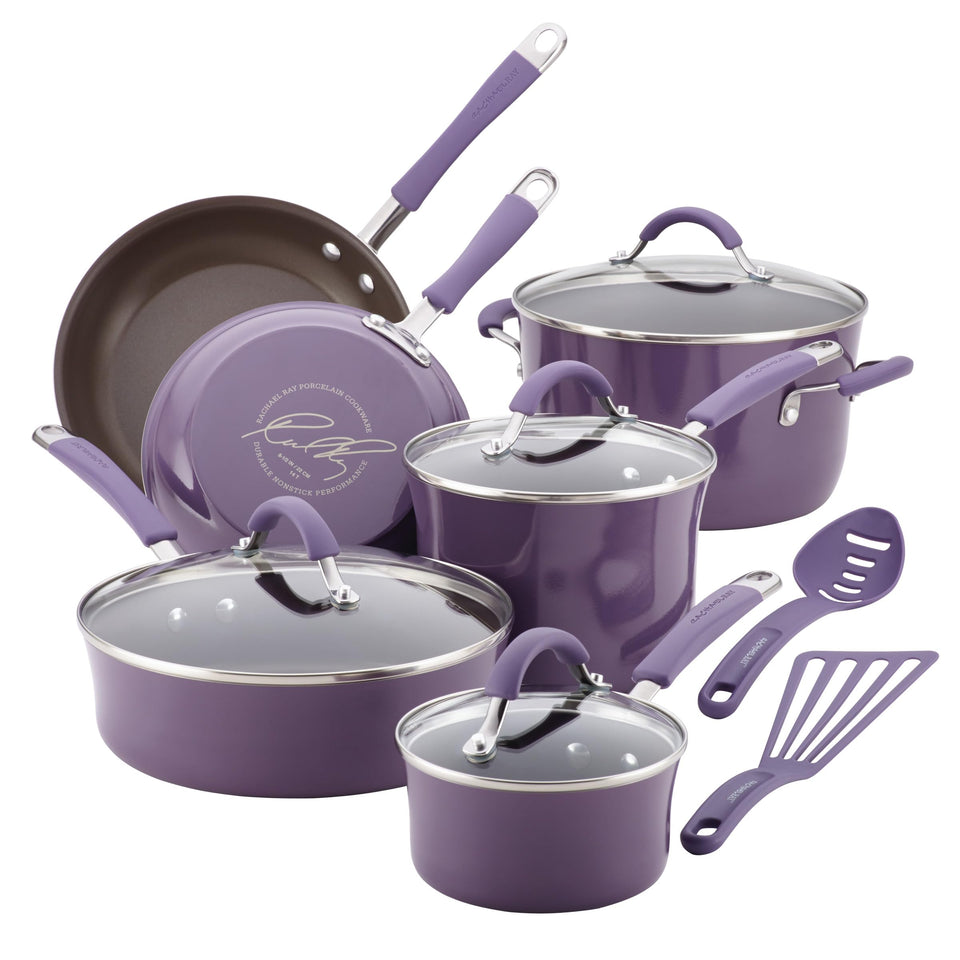 Rachael Ray Cucina lavender exterior with durable hard enamel for everyday cooking