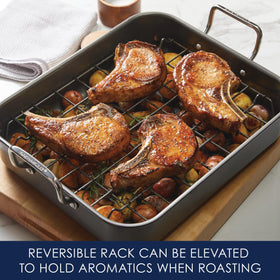 Rachael Ray hi-lo rack lets you adjust height for vegetables or aromatics.