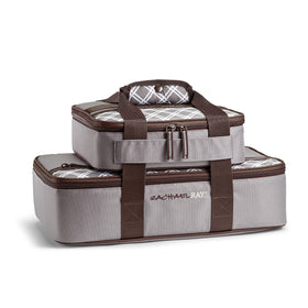 Rachael Ray Lugger Duo large carrier open for easy loading of hot or cold dishes.