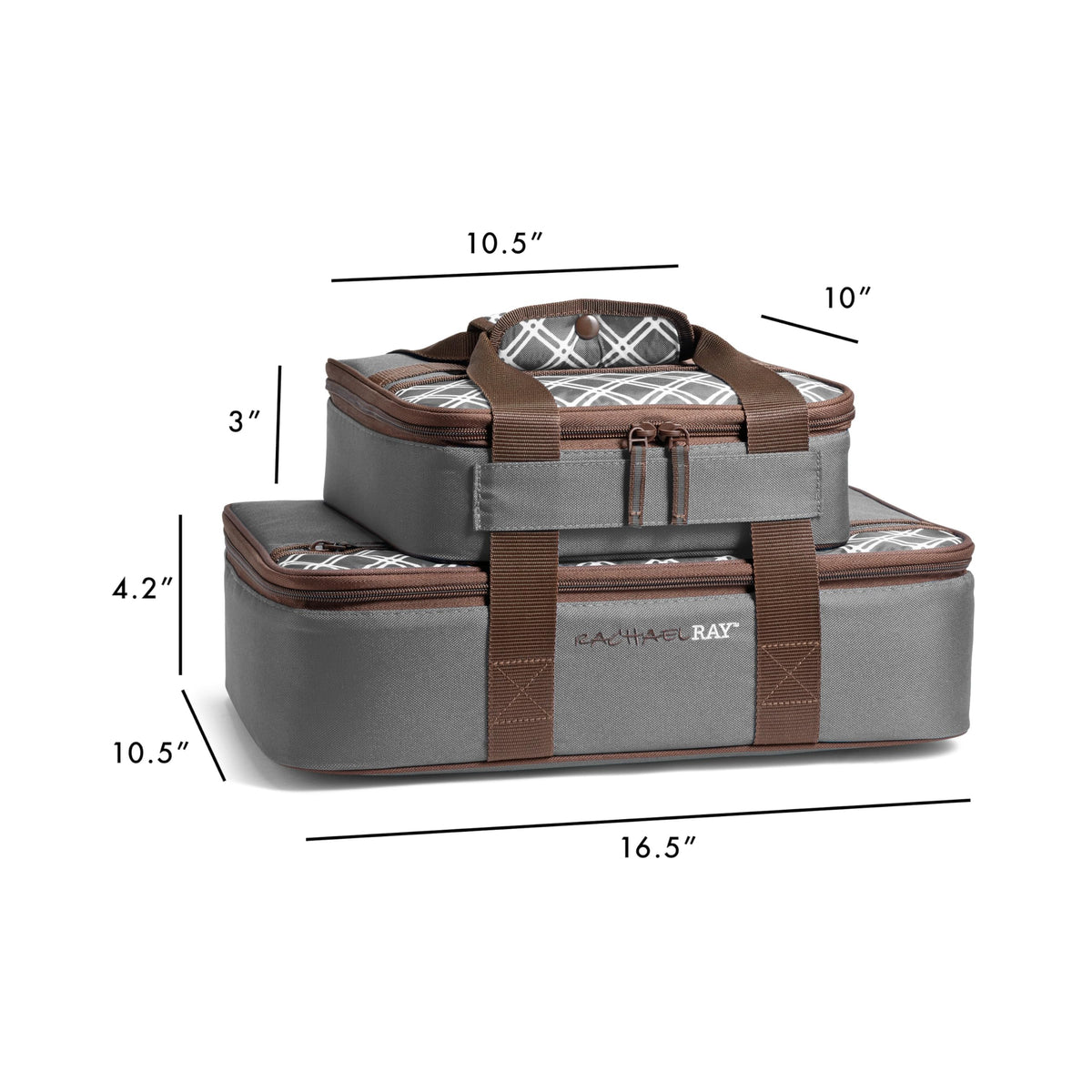 Rachael Ray Lugger Duo stackable design keeps dishes organized.