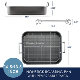 Rachael Ray nonstick coating enables smooth release on the roaster pan.