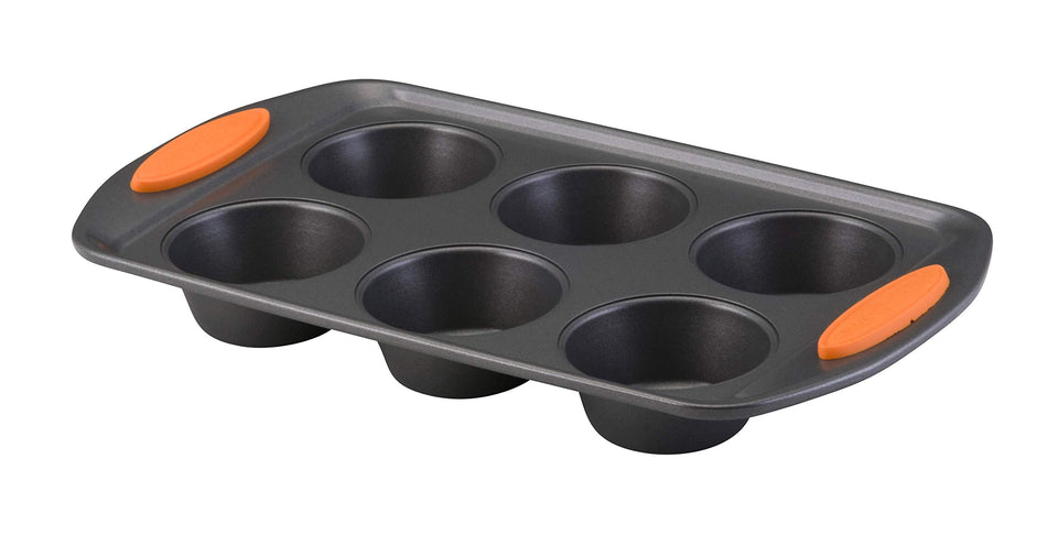 Rachael Ray Yum-o! muffin pan 6-cup in oven promotes even baking and simple release