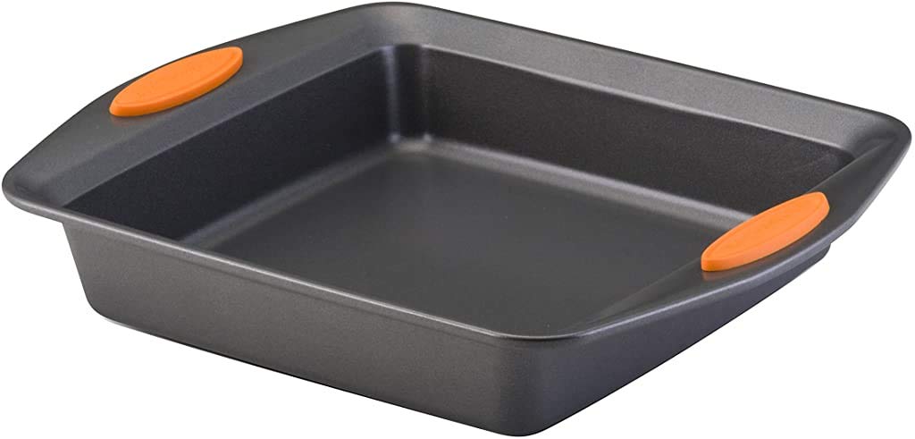 Rachael Ray Yum-o nonstick bakeware nine-inch square pan with easy release surface.