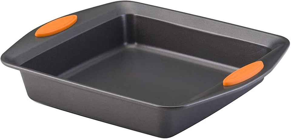 Rachael Ray Yum-o nonstick bakeware nine-inch square pan with easy release surface.