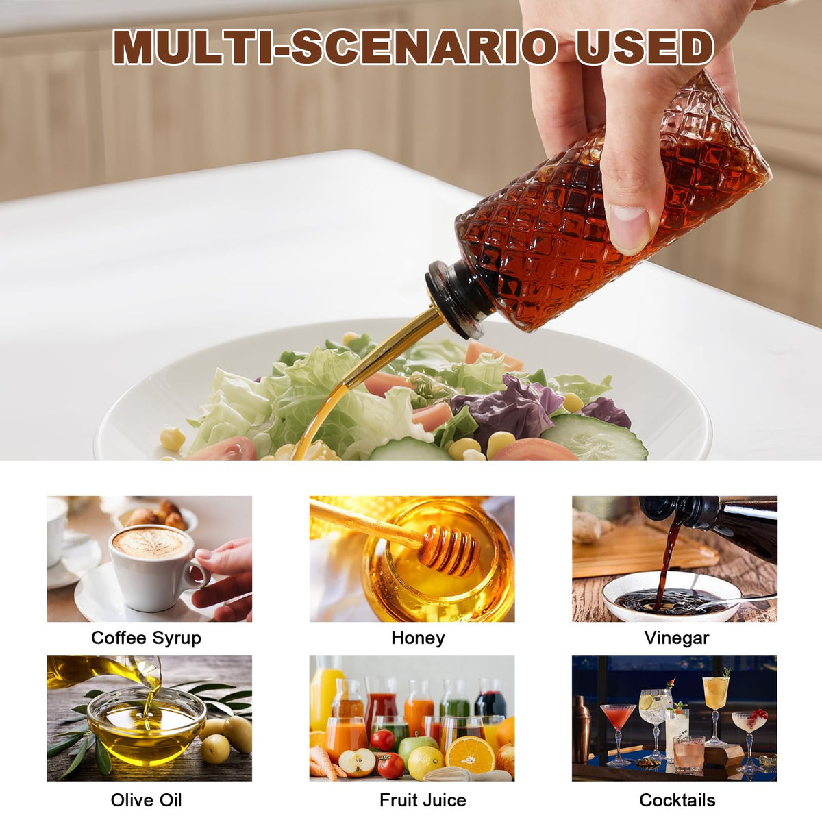 RACOBOT golden spoons stir syrups evenly for consistency.