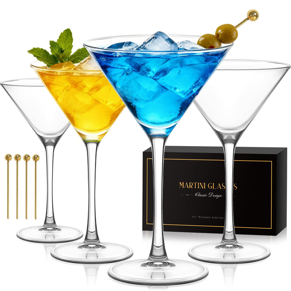 RACOBOT Martini Glasses Set 4 with a classic silhouette for refined at-home cocktails.