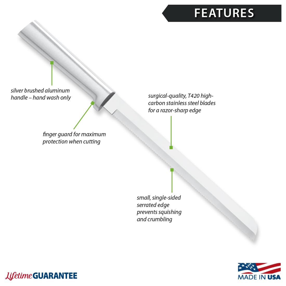 RADA bread knife serration detail enabling clean, even slices