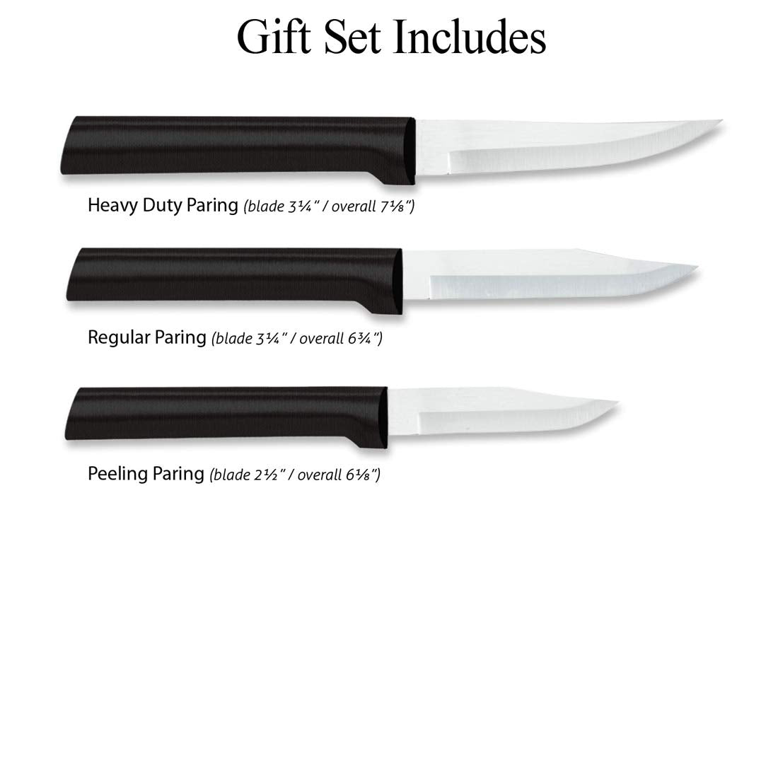 Rada Paring Knife Galore set hollow-ground edge preserves sharpness during tasks.