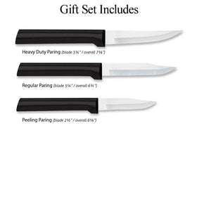Rada Paring Knife Galore set hollow-ground edge preserves sharpness during tasks.