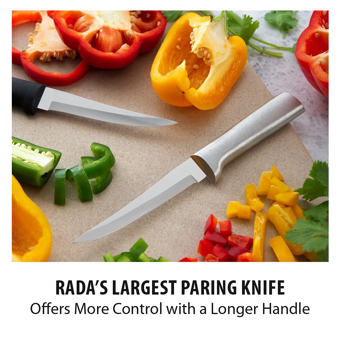 RADA R127 silver handle detail emphasizes durable, lightweight construction