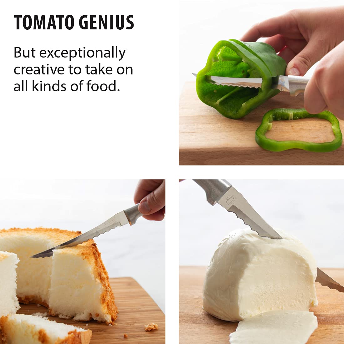 RADA Tomato Slicer Knife with hollow-ground blade demonstrates lasting sharpness and edge retention