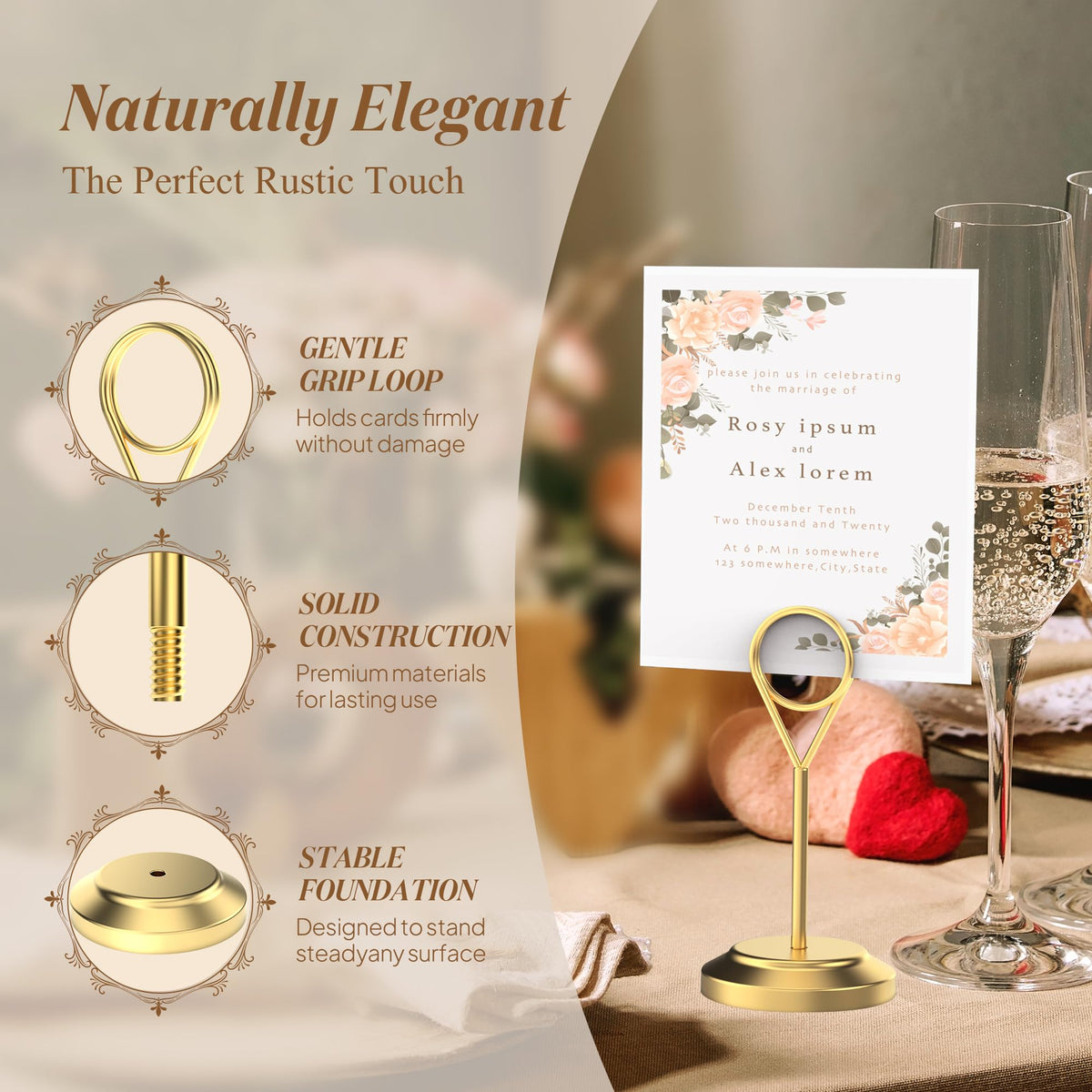 Radezon detachable table number holder design for easy storage after events