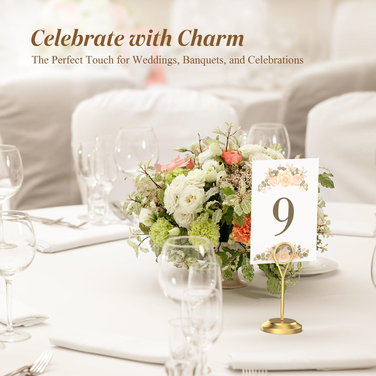 Radezon gold table number holders suit rustic or formal event themes