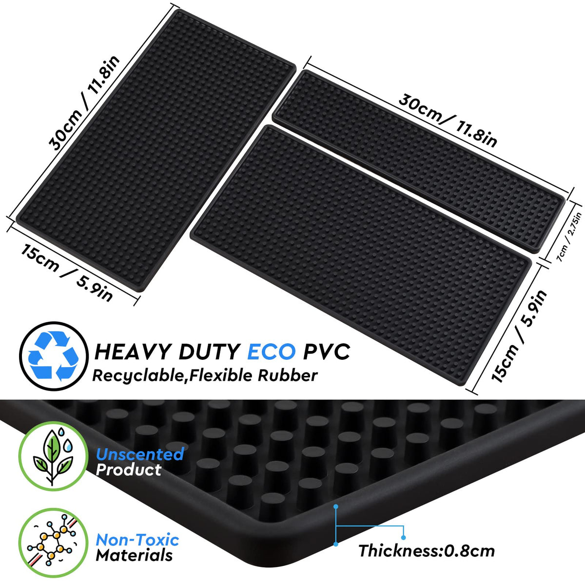 Radical Impact 12x6 mats with deep prongs contain spills.