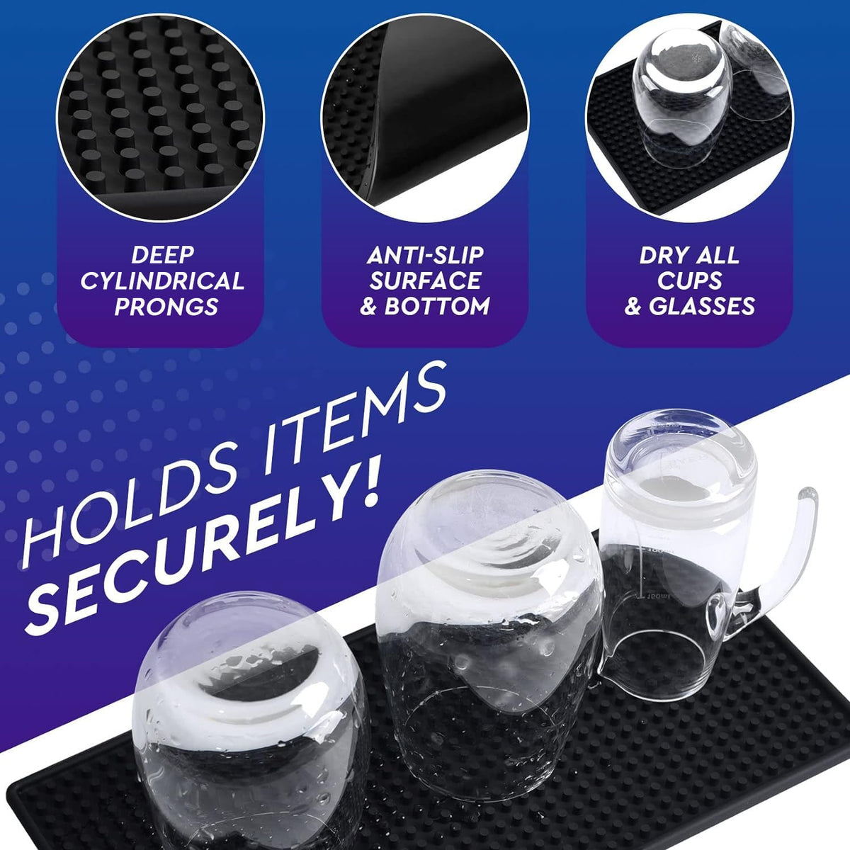 Durable rubber stays flat for busy espresso stations.