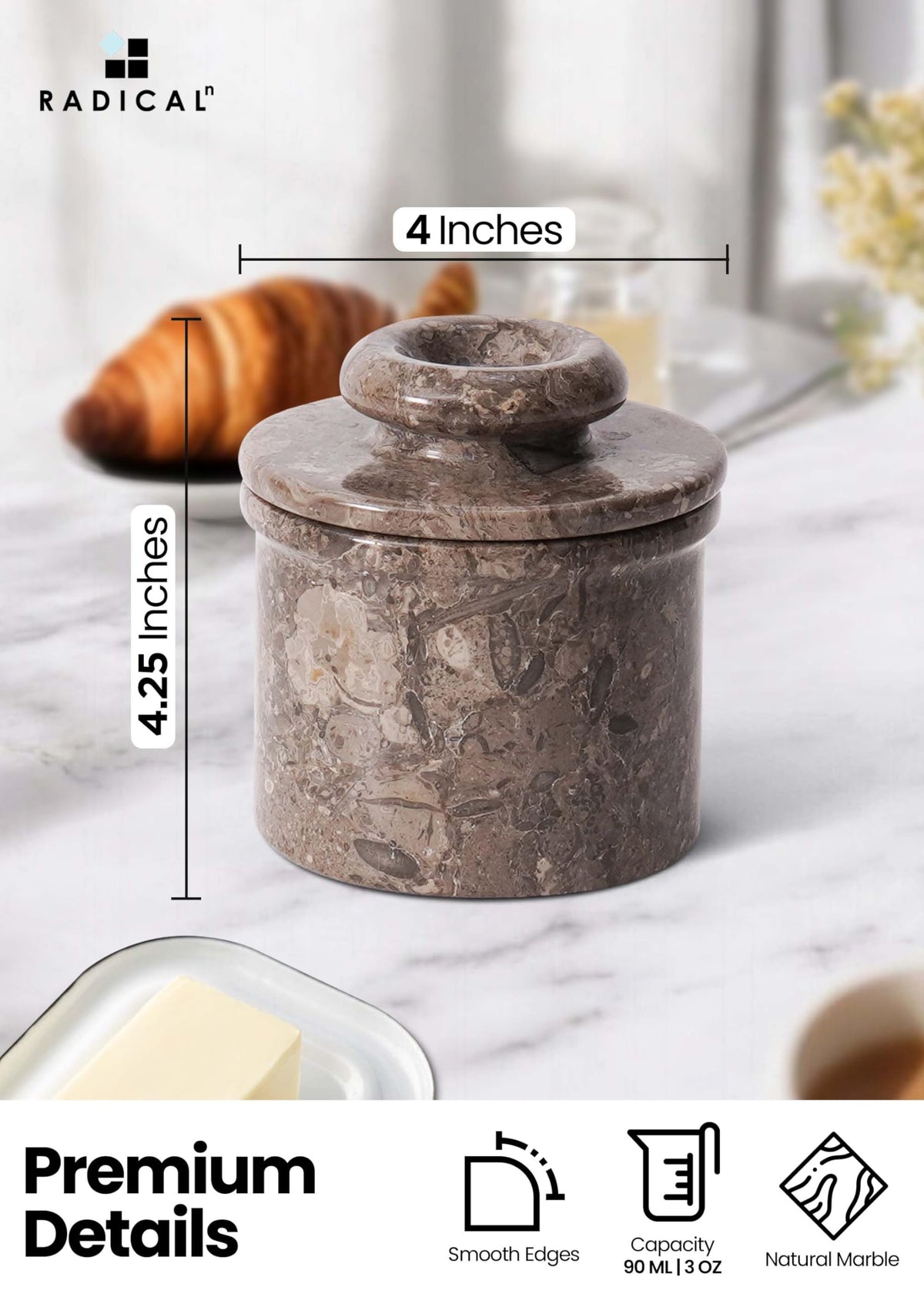 Ideal for butter, margarine, or soft spreads on the counter in Radicaln keeper