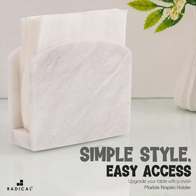 Radicaln dining centerpiece marble napkin holder complements modern kitchen decor.