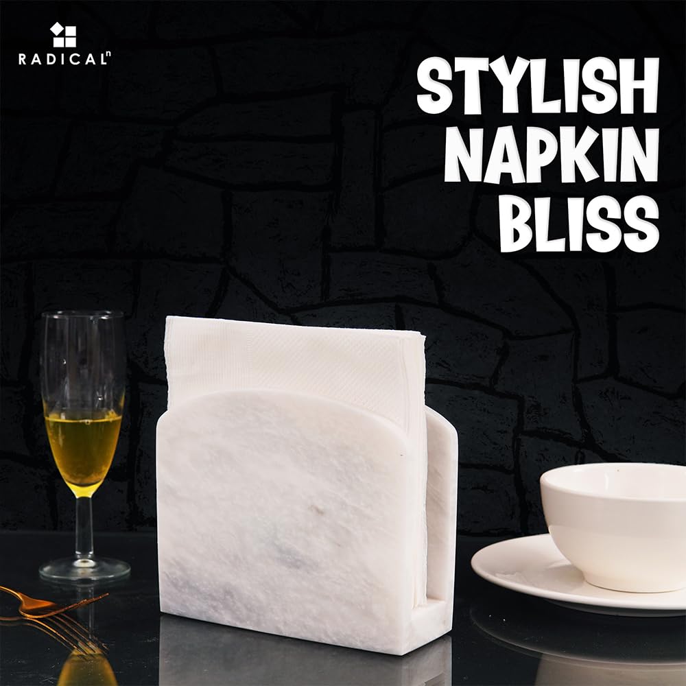 Radicaln marble napkin holder is easy to wipe clean after meals.