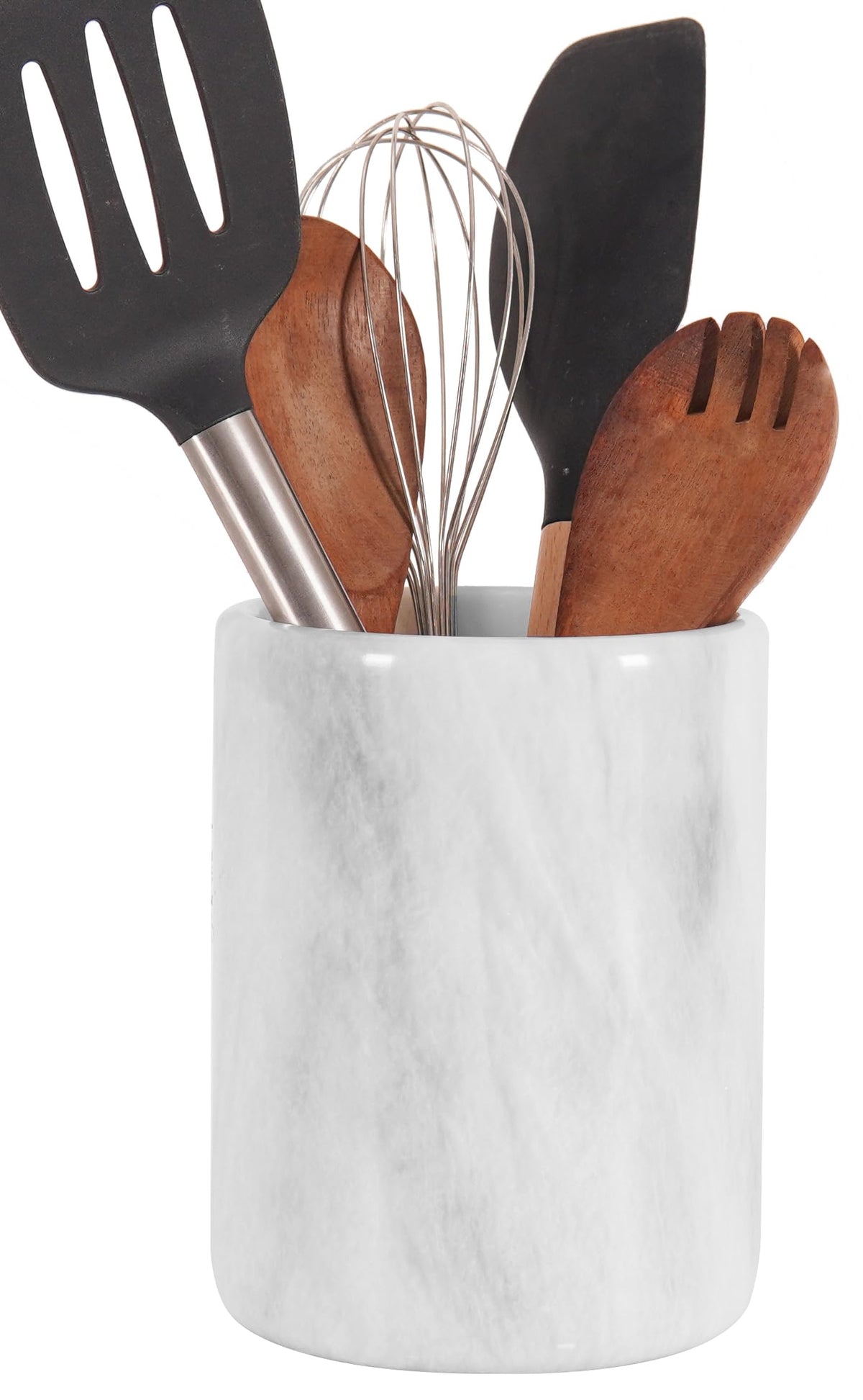 Radicaln Marble Utensil Holder on a clean counter with a sleek white finish for organized cooking.