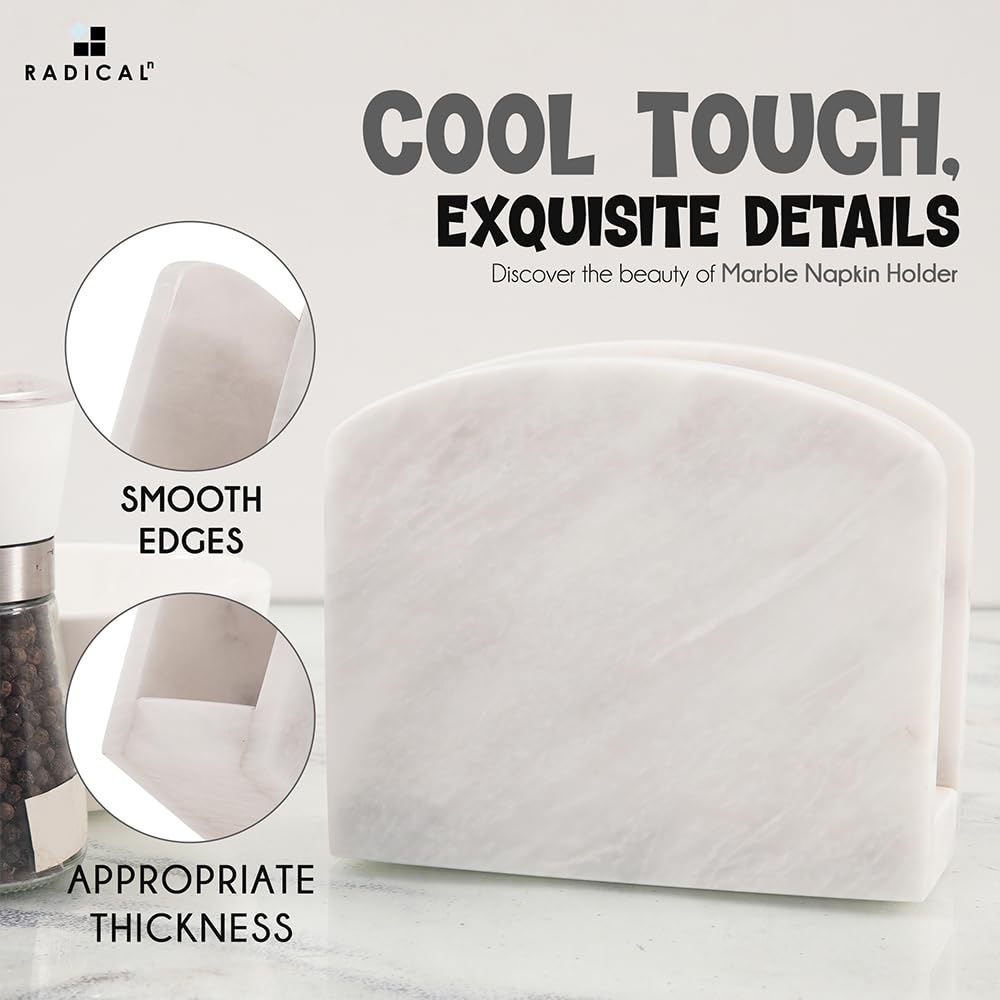 Radicaln non-slip marble napkin holder keeps napkins and surfaces secure.