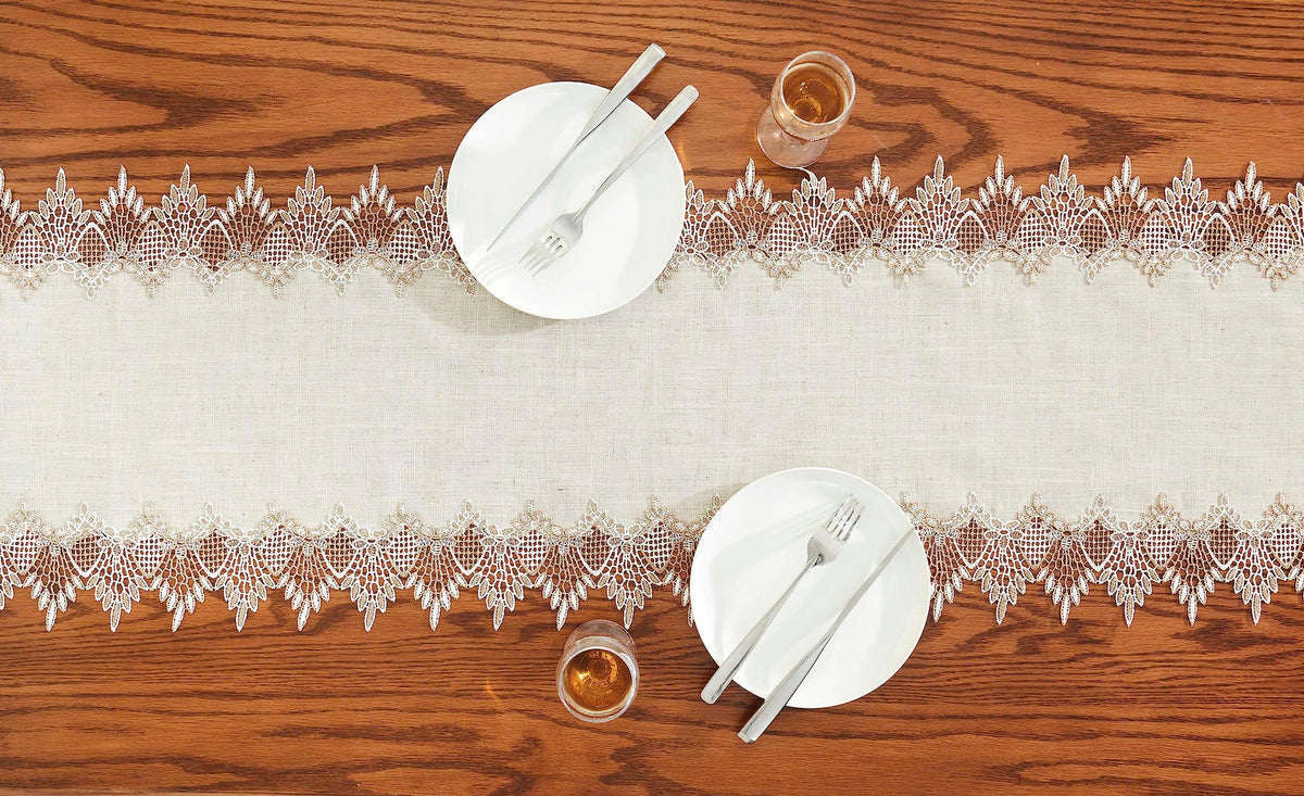 Raedan natural burlap texture runner for warm, rustic decor on any surface.