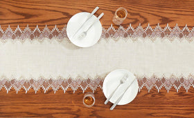 Raedan natural burlap texture runner for warm, rustic decor on any surface.