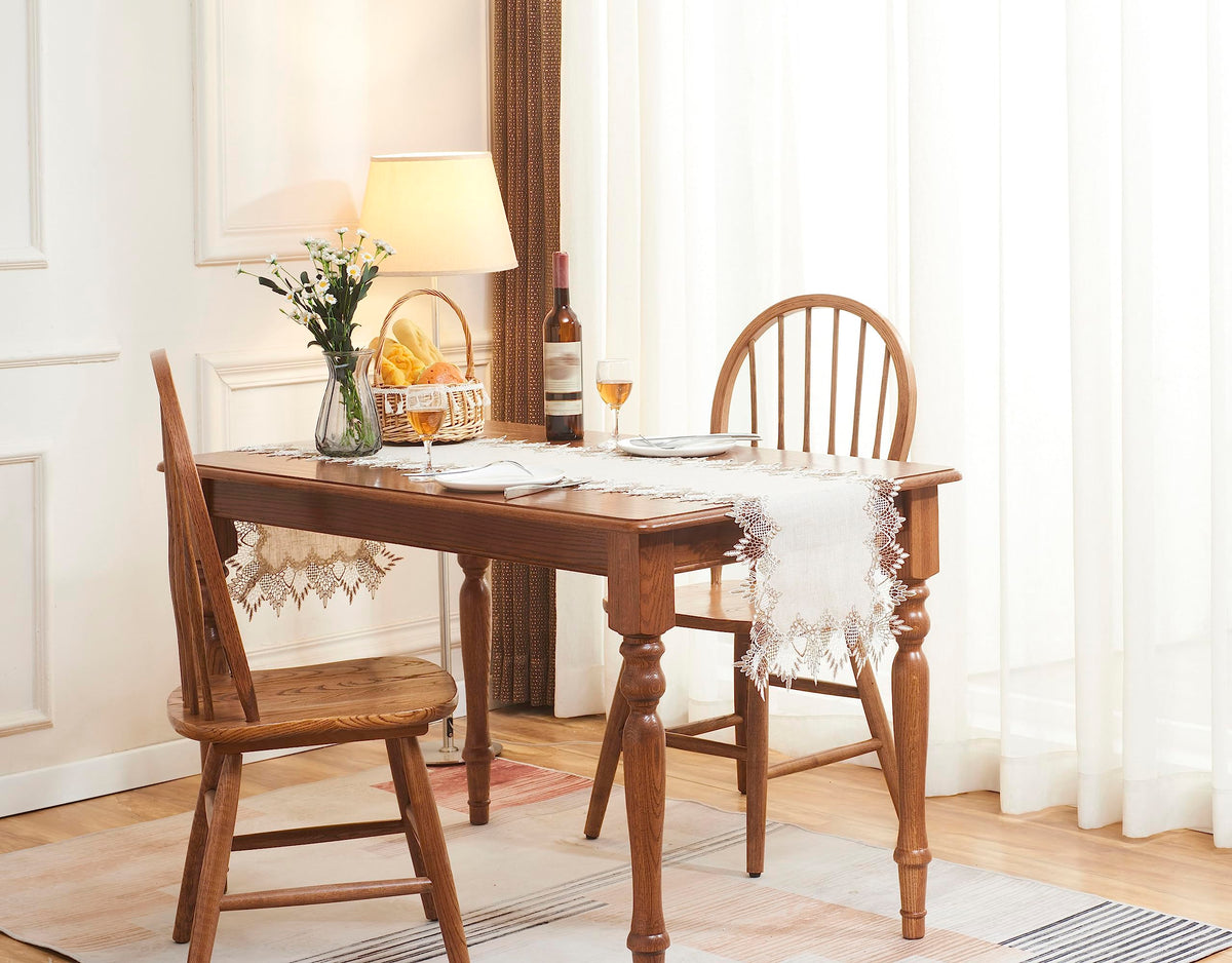 Raedan beige-tinted linen runner styled for Easter and spring celebrations.
