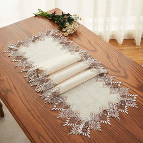 Raedan burlap texture runner used as wedding or event decor in neutral tones.