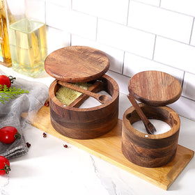 RAETTER.LY acacia wood storage for spices, coffee, or seasonings.
