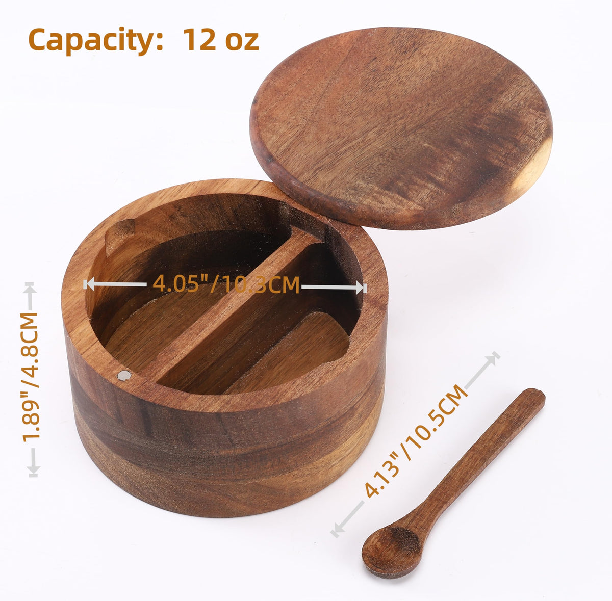 RAETTER.LY acacia bowl with magnetic swivel lid for easy access and mess-free handling.