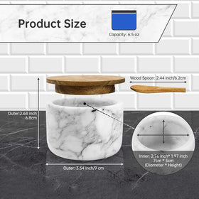 RAETTER.LY marble salt cellar in white adds stylish storage and easy access.