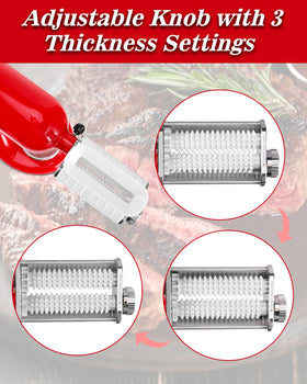 Three-level tenderizing knob enables precise texture control for different cuts.