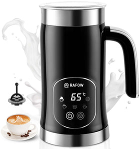 Rafow 5-in-1 milk frother with LED display for precise frothing at a glance.