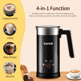 Rafow automatic milk frother with one-button operation for quick drinks