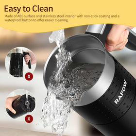 Rafow ergonomic handle on the milk frother for a secure grip