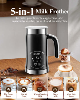 Rafow magnetic-drive frother close-up showing smooth operation and durable design.