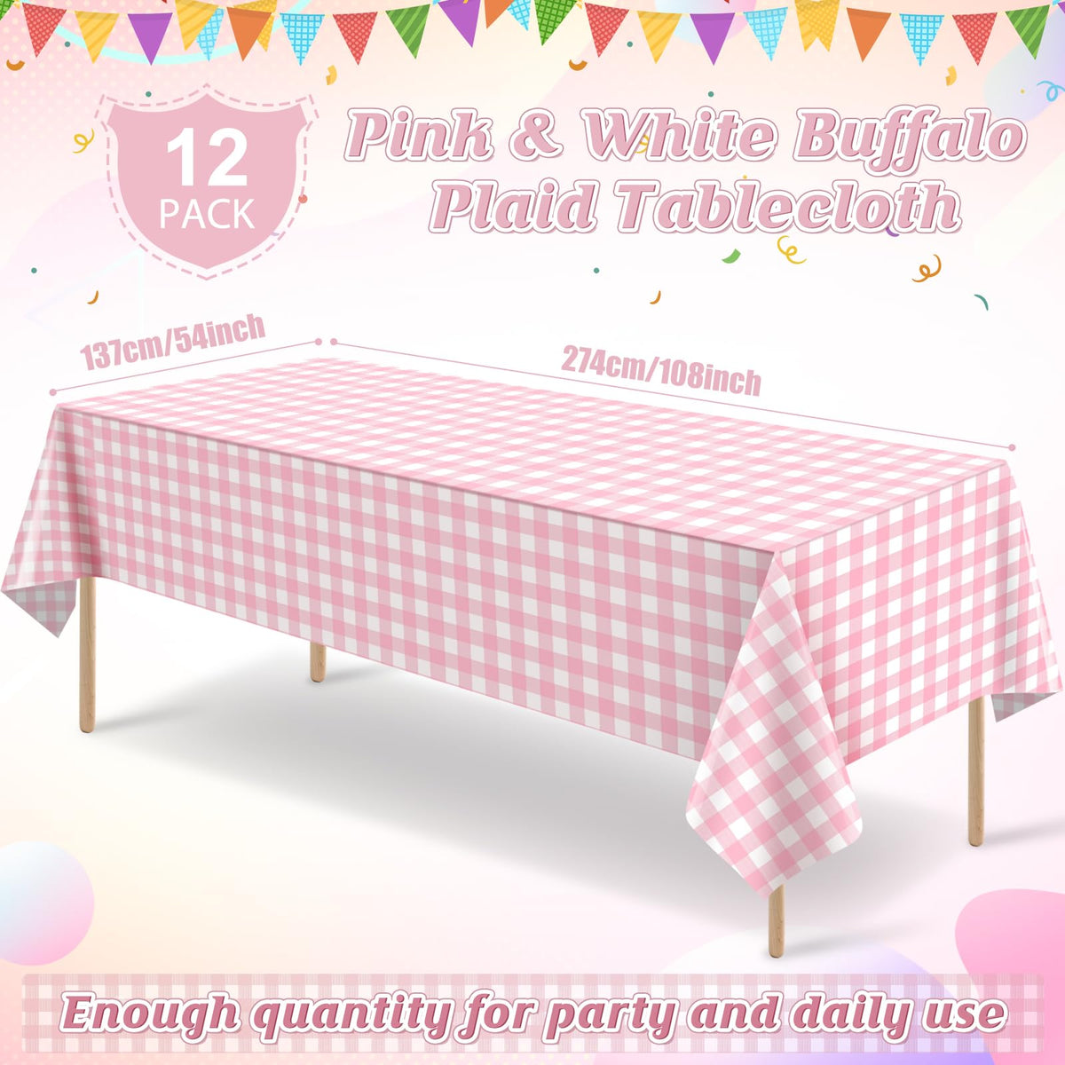 Ragnhild 12-pack pink-white tablecloth for affordable, hassle-free party prep.