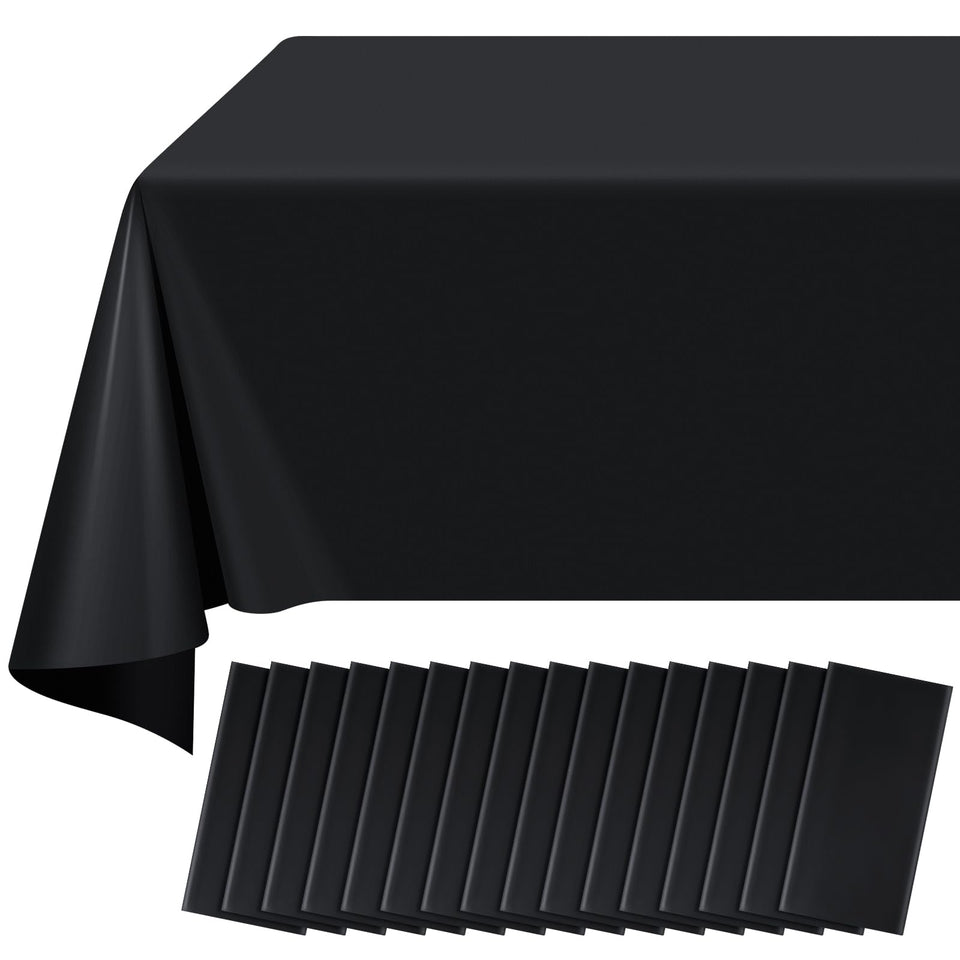 Ragnhild 16-pack black tablecloth 54 x 108 inches covers rectangular tables for events.