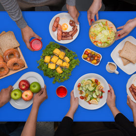 Ragnhild 16-pack blue tablecloths fit most 8-10 seat tables.