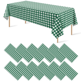 Ragnhild dark green gingham tablecloth on a dining table for elegant gatherings.
