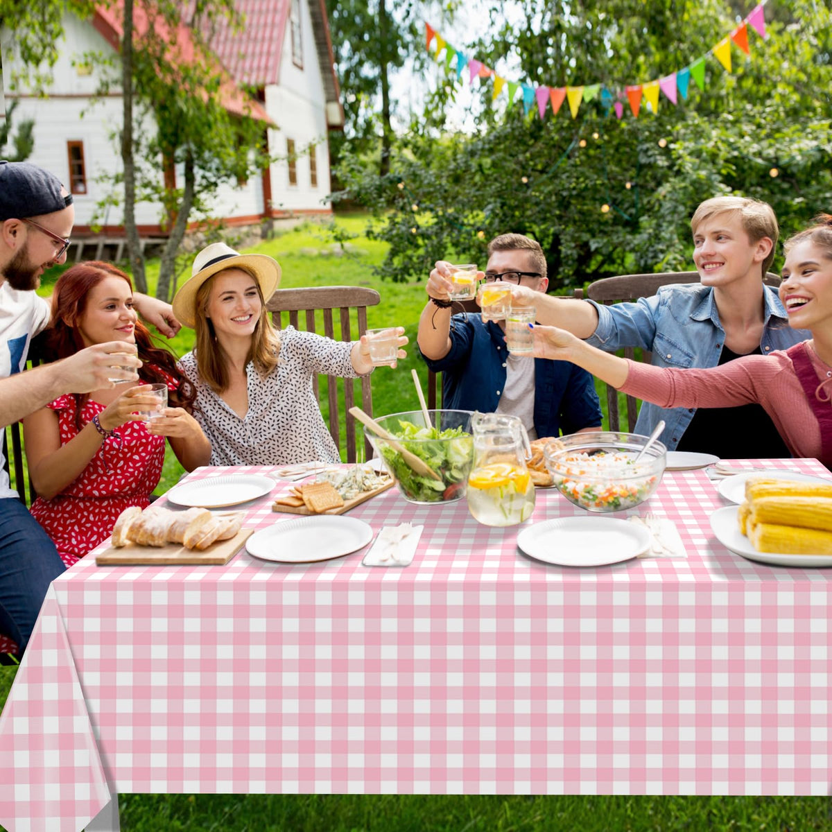 Ragnhild durable, scratch-resistant, waterproof tablecloth keeps tables clean during celebrations.