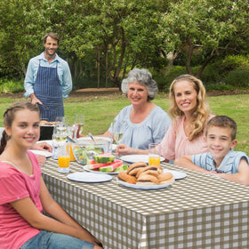 Ragnhild gingham party cloth ideal for farm-themed gatherings and picnics.