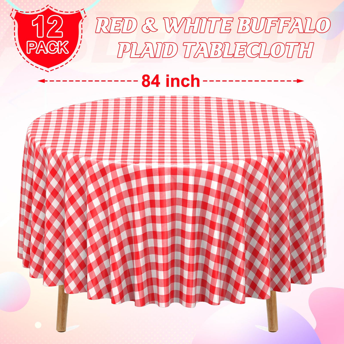 Ragnhild gingham round tablecloth on a picnic setup for quick cleanup