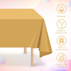 Ragnhild gold tablecloth easy cleanup demonstrates waterproof, disposable convenience after events