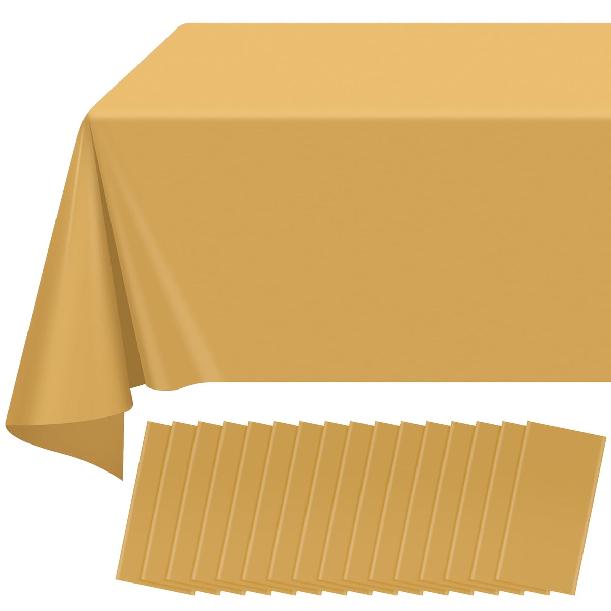 Ragnhild gold tablecloth rectangle 54x108 inches enhances elegant party tables