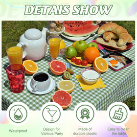 Ragnhild waterproof plastic tablecloth protects surfaces during outdoor meals.