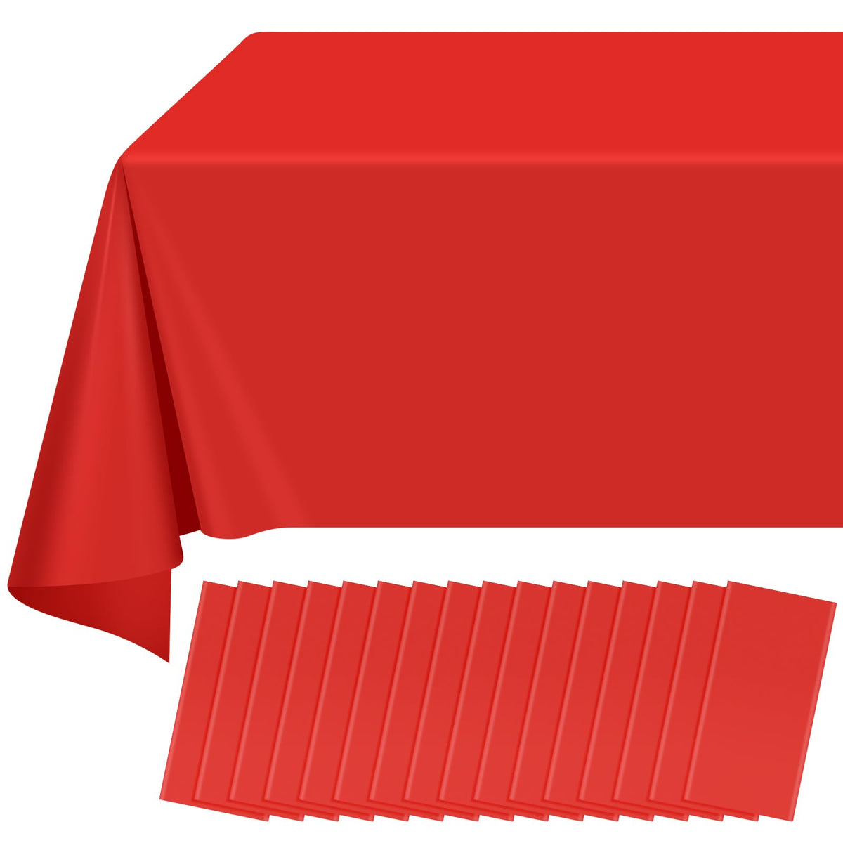 Ragnhild red tablecloth on a rectangle table for a stylish party setup