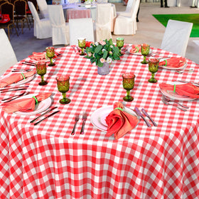 Ragnhild round gingham cover adding color to a wedding or festival scene