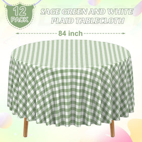Ragnhild sage green gingham pattern tablecloth adds cheerful décor