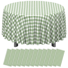 Ragnhild sage green round 84-inch tablecloth, ideal for large gatherings